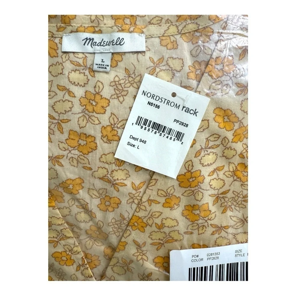 NWT Madewell Spring Fiore Floral Wrap Dress in Yellow